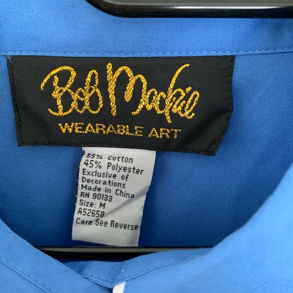 VTG Bob Mackie Wearable Art embroidered blue button down shirt size M - Picture 4 of 7